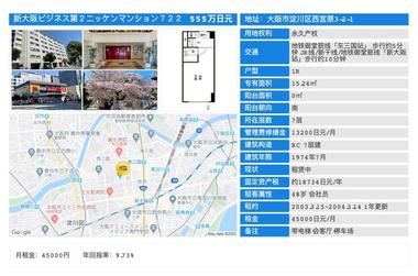 日本大阪-「大阪投资公寓」新大阪ビジネス第２ニッケンマンション