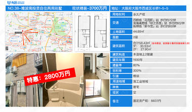 日本大阪-「优墅」NO.38-难波南投资自住两用别墅